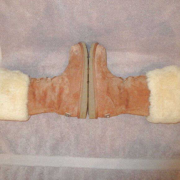 UGG Australia Montclair Winter Boots Size 7 Sheepskin Lace Up Suede Mid Calf - Picture 10 of 12